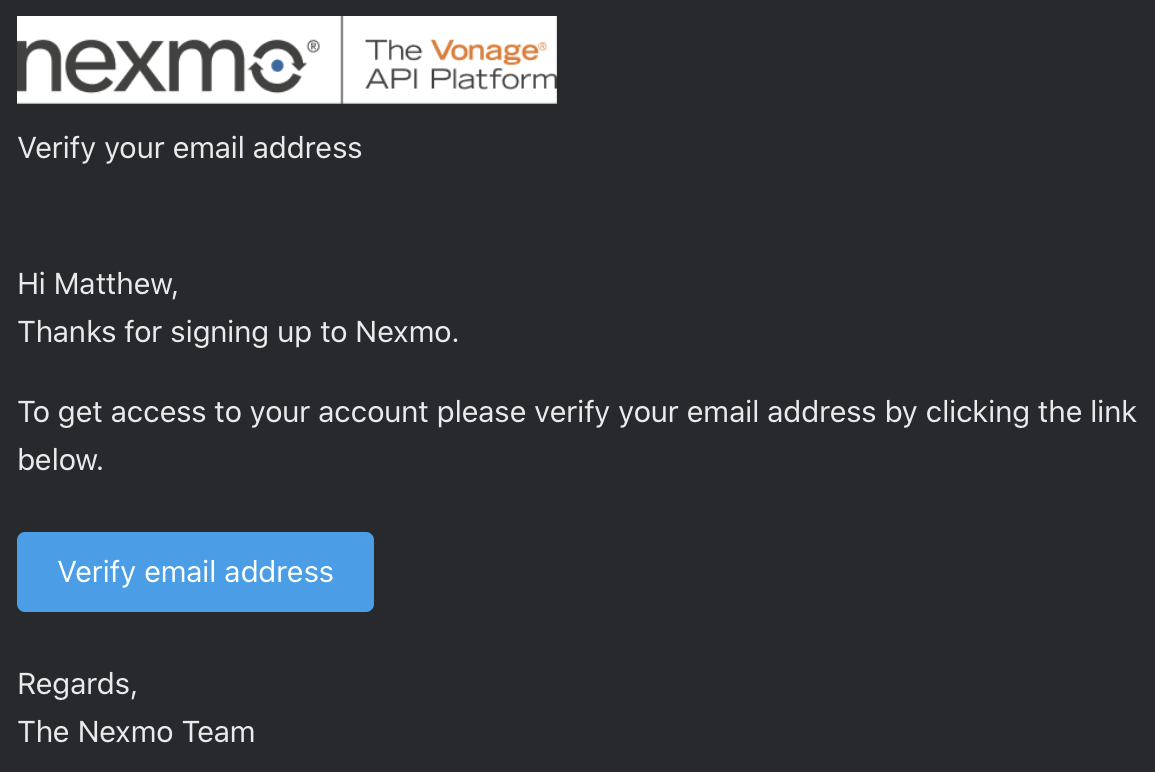 Verification letter asking to verify your email